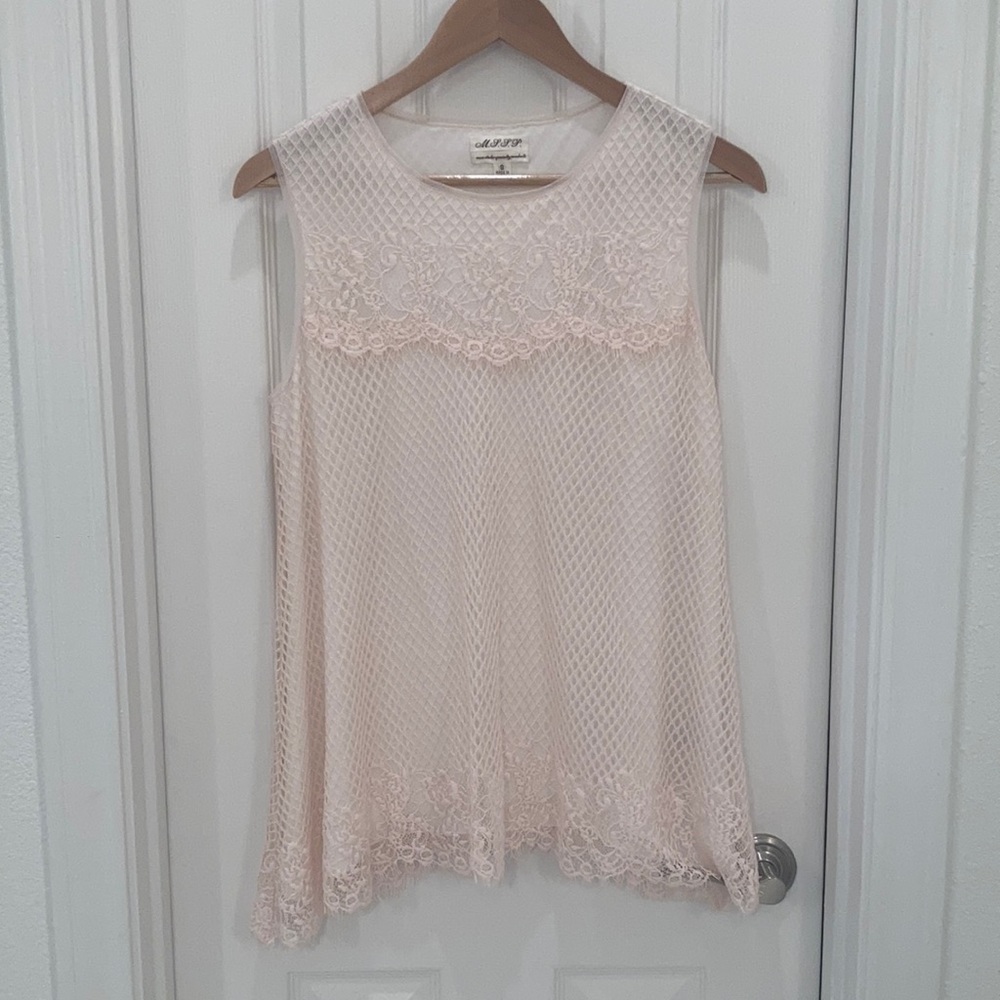 M.S.S.P. blush lace tunic blouse